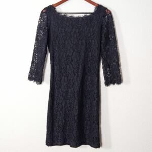 Diane Von Furstenberg Zarita Black Lace Dress Size 10 Dark Academia Romantic